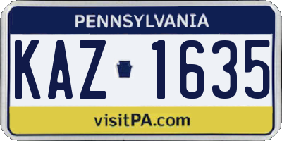 PA license plate KAZ1635