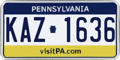 PA license plate KAZ1636