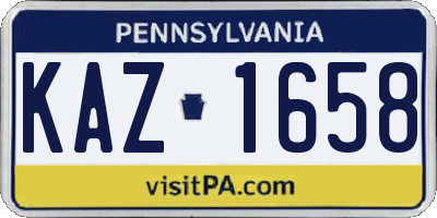 PA license plate KAZ1658