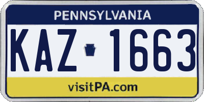 PA license plate KAZ1663