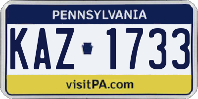 PA license plate KAZ1733