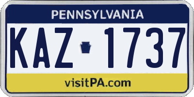 PA license plate KAZ1737