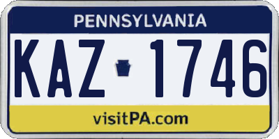 PA license plate KAZ1746