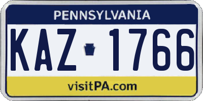 PA license plate KAZ1766