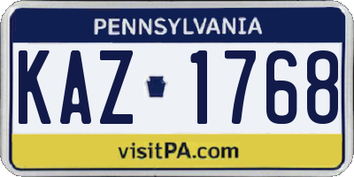 PA license plate KAZ1768