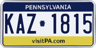 PA license plate KAZ1815
