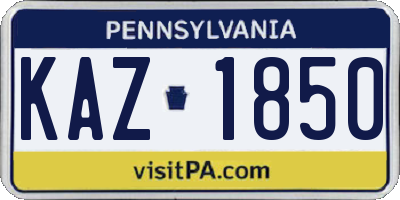 PA license plate KAZ1850