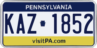PA license plate KAZ1852