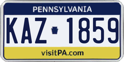 PA license plate KAZ1859