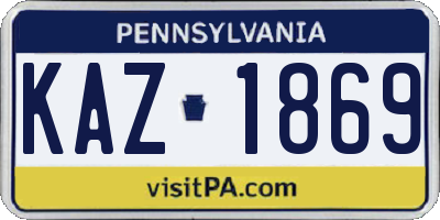PA license plate KAZ1869