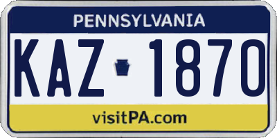 PA license plate KAZ1870