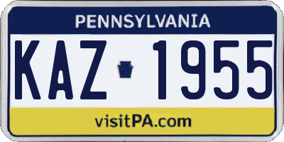 PA license plate KAZ1955