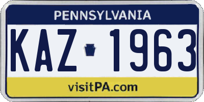 PA license plate KAZ1963