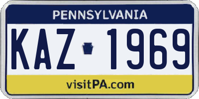 PA license plate KAZ1969