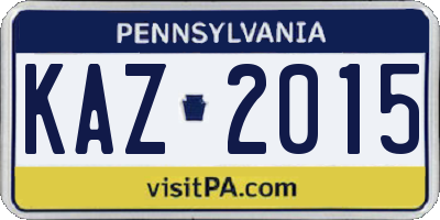 PA license plate KAZ2015