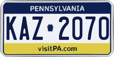 PA license plate KAZ2070