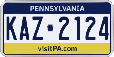 PA license plate KAZ2124