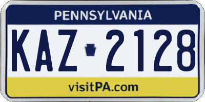 PA license plate KAZ2128