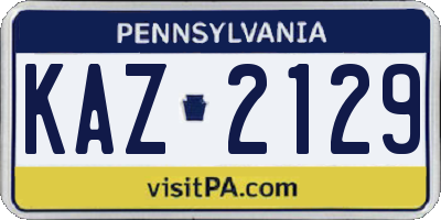 PA license plate KAZ2129