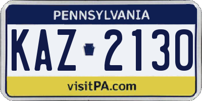 PA license plate KAZ2130