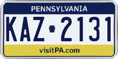 PA license plate KAZ2131
