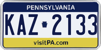 PA license plate KAZ2133