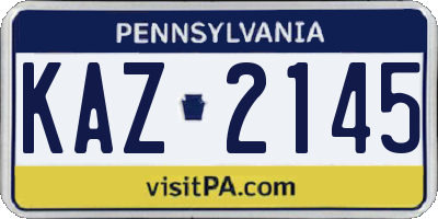PA license plate KAZ2145