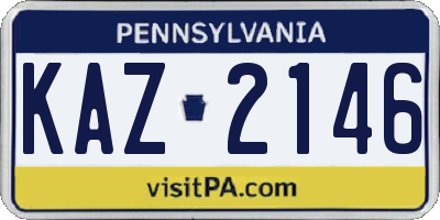 PA license plate KAZ2146