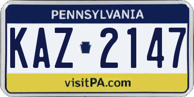 PA license plate KAZ2147