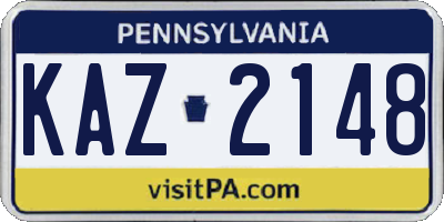 PA license plate KAZ2148