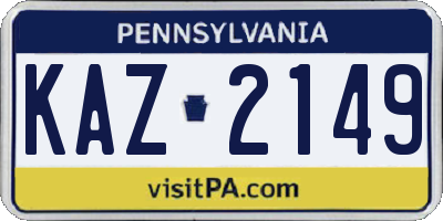 PA license plate KAZ2149