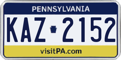 PA license plate KAZ2152