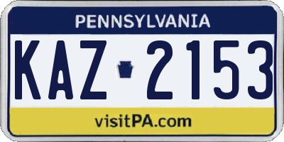 PA license plate KAZ2153