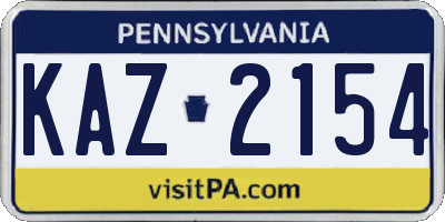 PA license plate KAZ2154