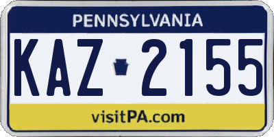 PA license plate KAZ2155