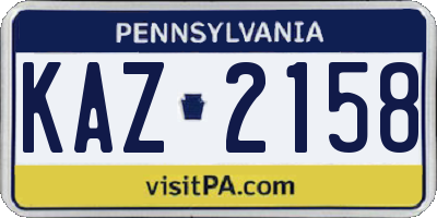 PA license plate KAZ2158