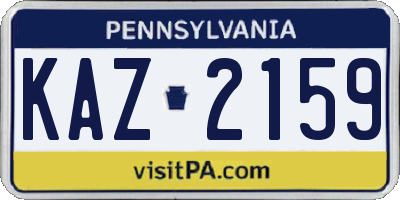 PA license plate KAZ2159