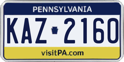 PA license plate KAZ2160