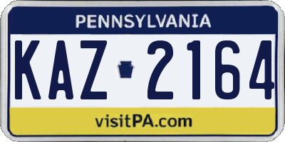 PA license plate KAZ2164