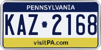PA license plate KAZ2168