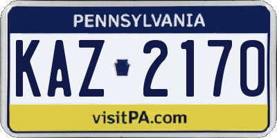 PA license plate KAZ2170