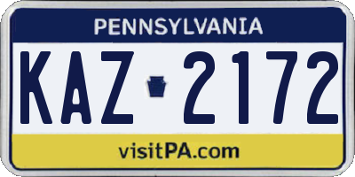 PA license plate KAZ2172