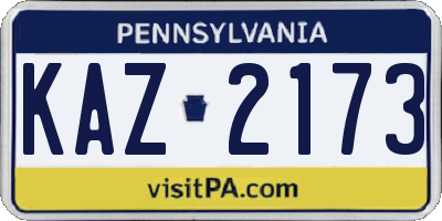 PA license plate KAZ2173