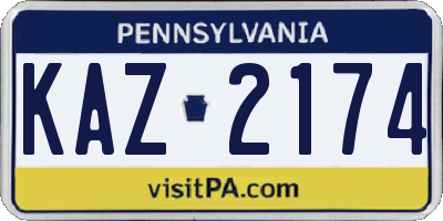 PA license plate KAZ2174