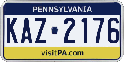 PA license plate KAZ2176