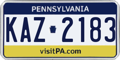 PA license plate KAZ2183