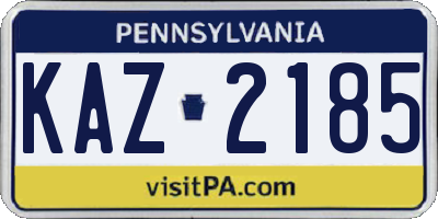 PA license plate KAZ2185