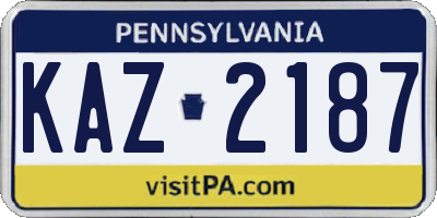 PA license plate KAZ2187