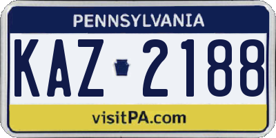 PA license plate KAZ2188