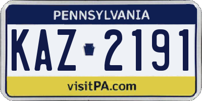 PA license plate KAZ2191
